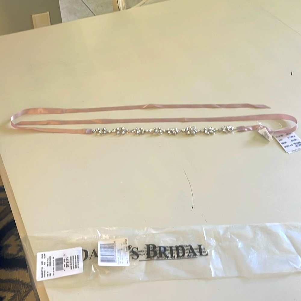 Blush Satin & Crustal bridal sash NWT
